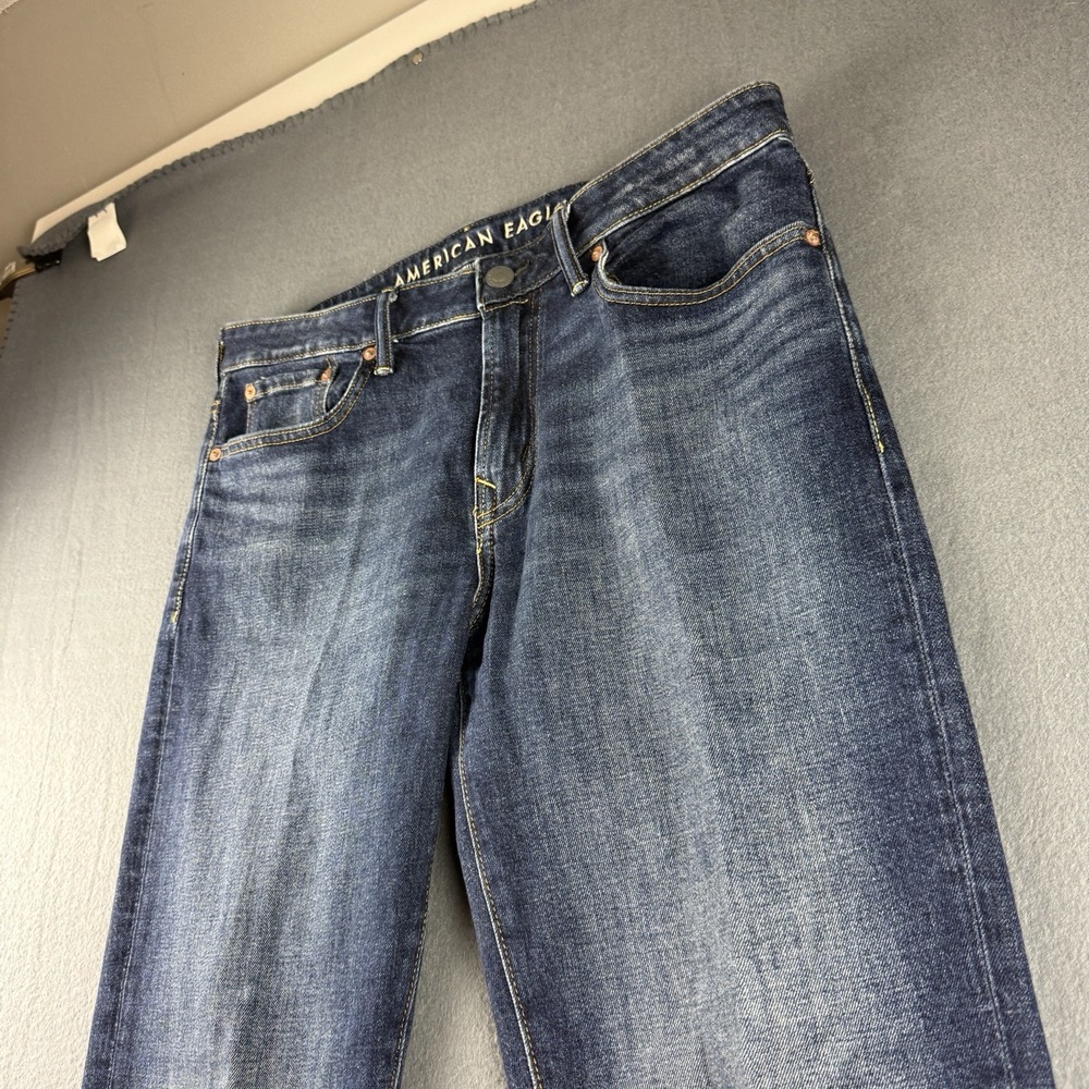American Eagle Jeans Mens 36x34 Blue Original Bootcut Faded Whiskered Airflex